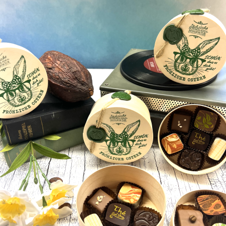 Preview: Spanschatulle "Frohe Ostern" mit Pralinen gefüllt - versch. Ausführungen