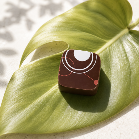 Praline Ganache Vanille - Rum weiß gefüllt und mit dunkler Schokolade 60% Ghana umhüllt