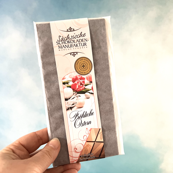 Edelvollmilchschokolade 47% Kakao 100g "Fröhliche Ostern"
